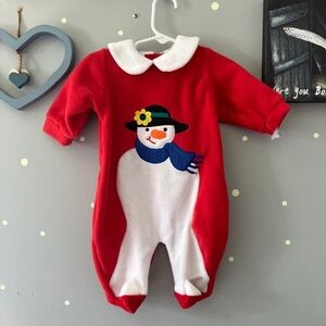Vintage infant snowman one piece outfit